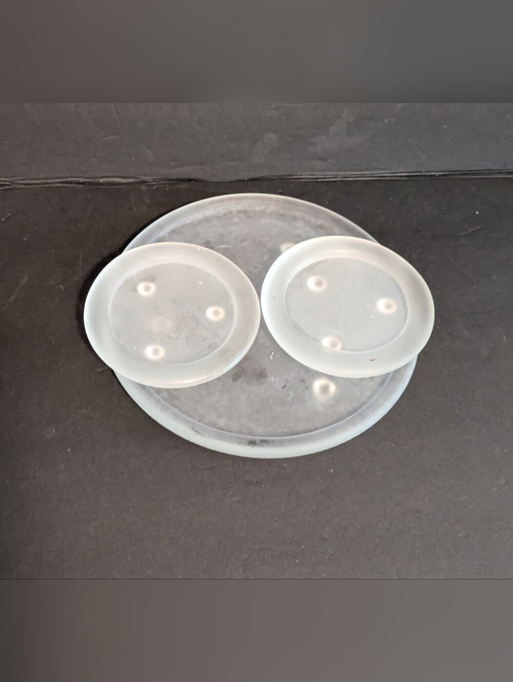 Glass Frosted Round Trays Set for Candle or Plant Bundle 3 Clear Frost Finish